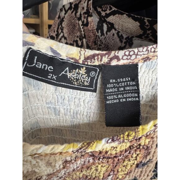 Jane Ashley Women's Plus100% Cotton Sleeveless Smocked Midi Length Dress Size 2X - Picture 4 of 4